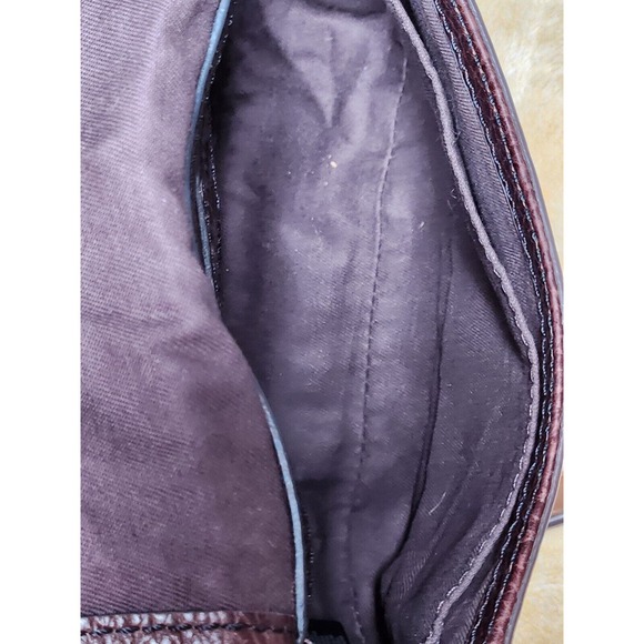 Womens FOSSIL Emi Leather Saddle Handbag Two-toned Brown Purse Bag Crossbody - Picture 7 of 7